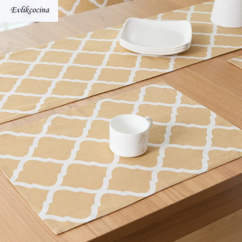 Free Shipping Yellow Rhombus Placemat Dining Table Coaster Cloth