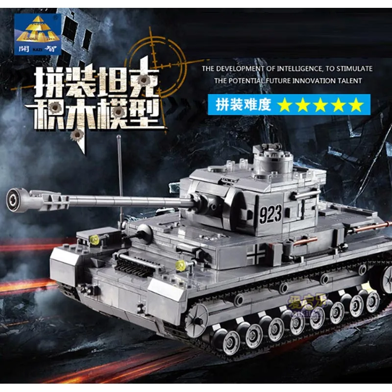 

WW2 German Panzer IV F2 Tank Model Cannon Panzerkampfwagen 923 Military Building Block Toy Armored Forces kazi KY82010 Gift Boy