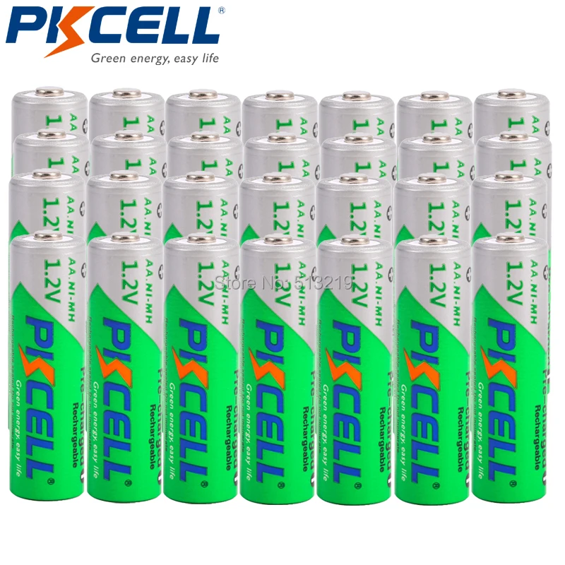 28Pcs PKCELL NIMH AA Rechargeable Batteries 2200mAh 1.2V Ni-MH 2A flashlight toy Baterias Bateria