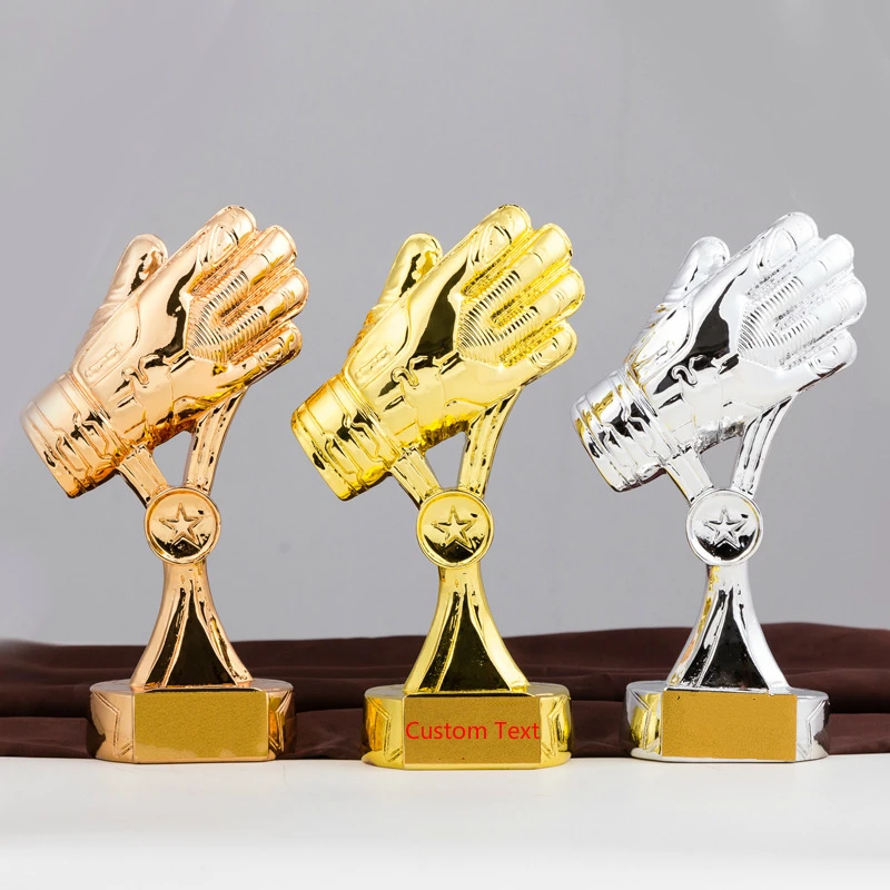 

New 21cm Golden Goalkeeper Gloves Trophy Football Match Best Goalkeeper Trophies Soccer Fan Collection Winners Soccer Souvenirs