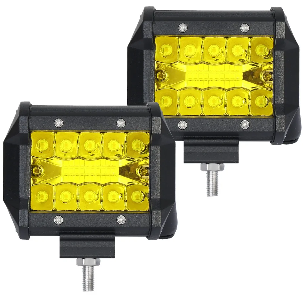 LM 2pcs LED 20W Work font b Lamp b font White Yellow 4 Inch Light Bar