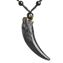 Black Obsidian Carving Wolf Head Obsidian Amulet pendant free necklace obsidian Blessing Lucky pendant Men Jewelry obsidian and stars