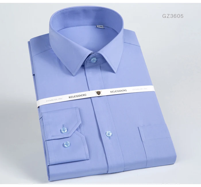 Для мужчин с длинным рукавом Стандартный-fit одноцветное/платье в полоску рубашка карман формальный Бизнес офисные легкий уход рубашки