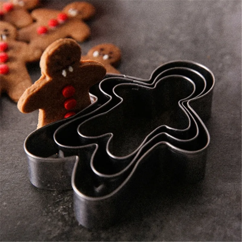 

WHISM 3PCS Christmas Cookie Cutters Fondant Mold Gingerbread Man Stainless Steel New Year Biscuit Cutter Kitchen Baking Tool