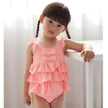 Корейский вариант милого детского купальника маленькая принцесса полосатый торт сиамский Купальник для девочек