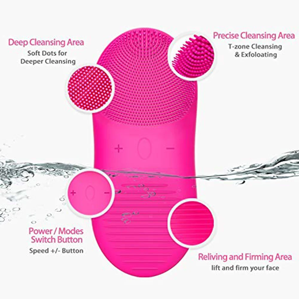 Carregador sem Fio de Silicone Escova de Limpeza Velocidades para Limpeza Profunda dos Poros Facial Sônica Rosto Escova Cravo Remover Massagem 12 11 Carregador sem fio escova de limpeza de