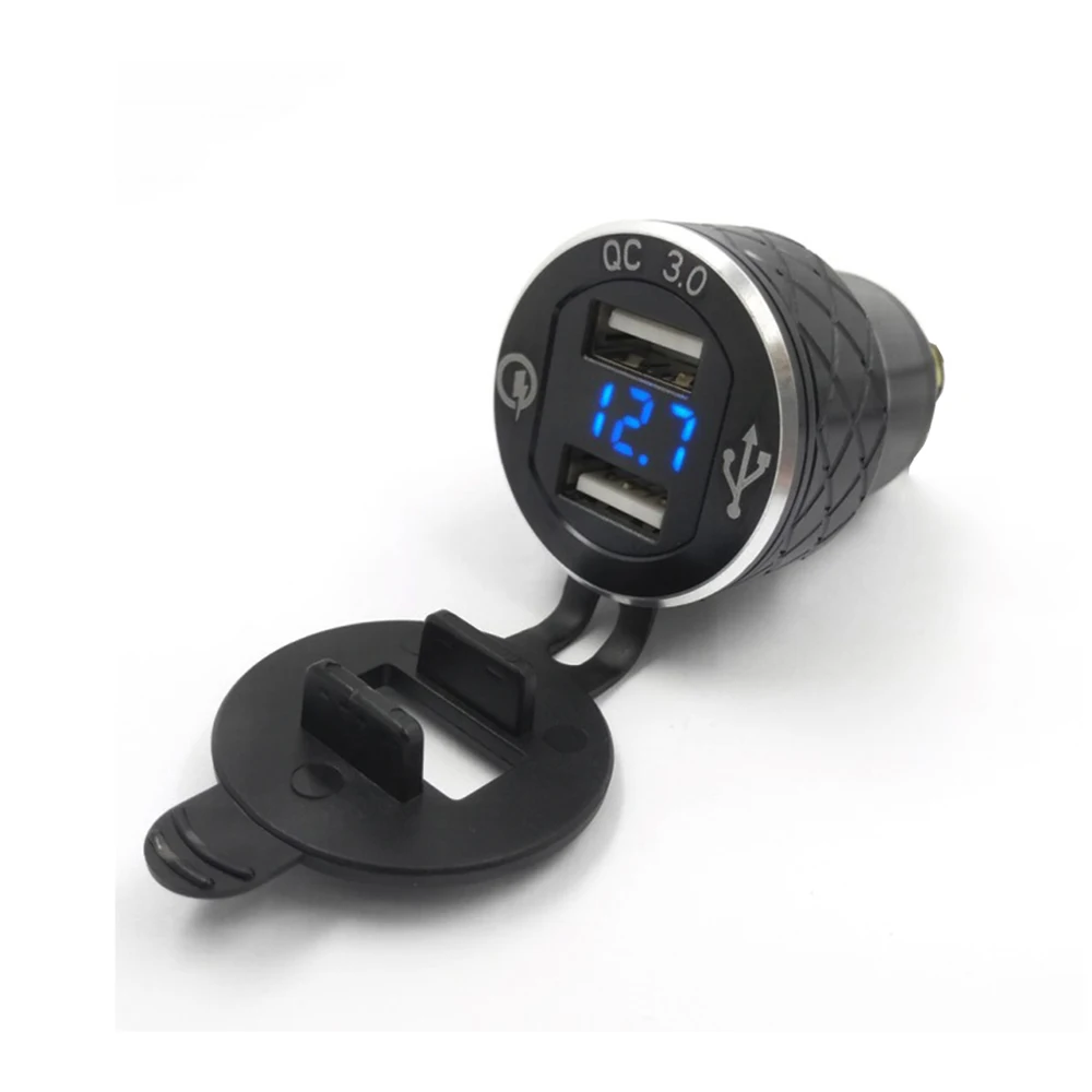 Черное зарядное устройство с двумя USB портами для мотоцикла BMW DIN Hella адаптер