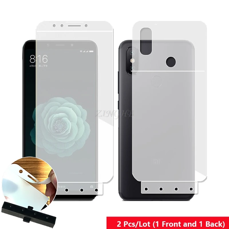 

2 Pcs Front & Back Smart Guide Tool Soft Film AUTO Fixed Hydrogel Film Full Body Screen Protector for Xiaomi A2 /Mi A2 5.99"