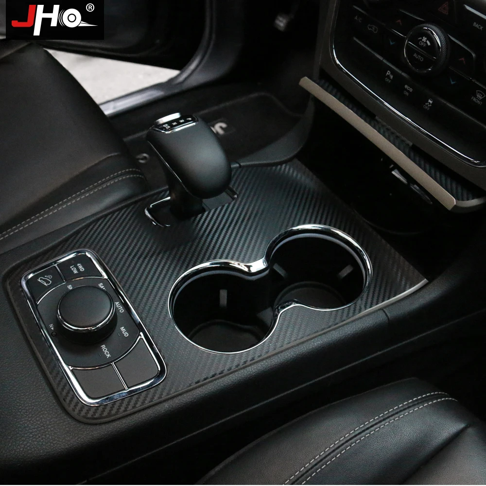 JHO Carbon Fiber Sticker Gear Shift Water Cup Holder Panel Cover Trim