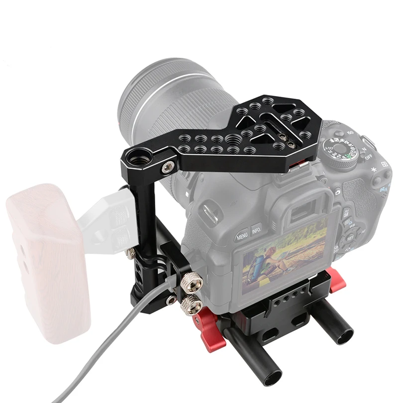 CAMVATE DSLR Camera Cage Rig for Mirrorless Cameras 15mm Rod 20CM