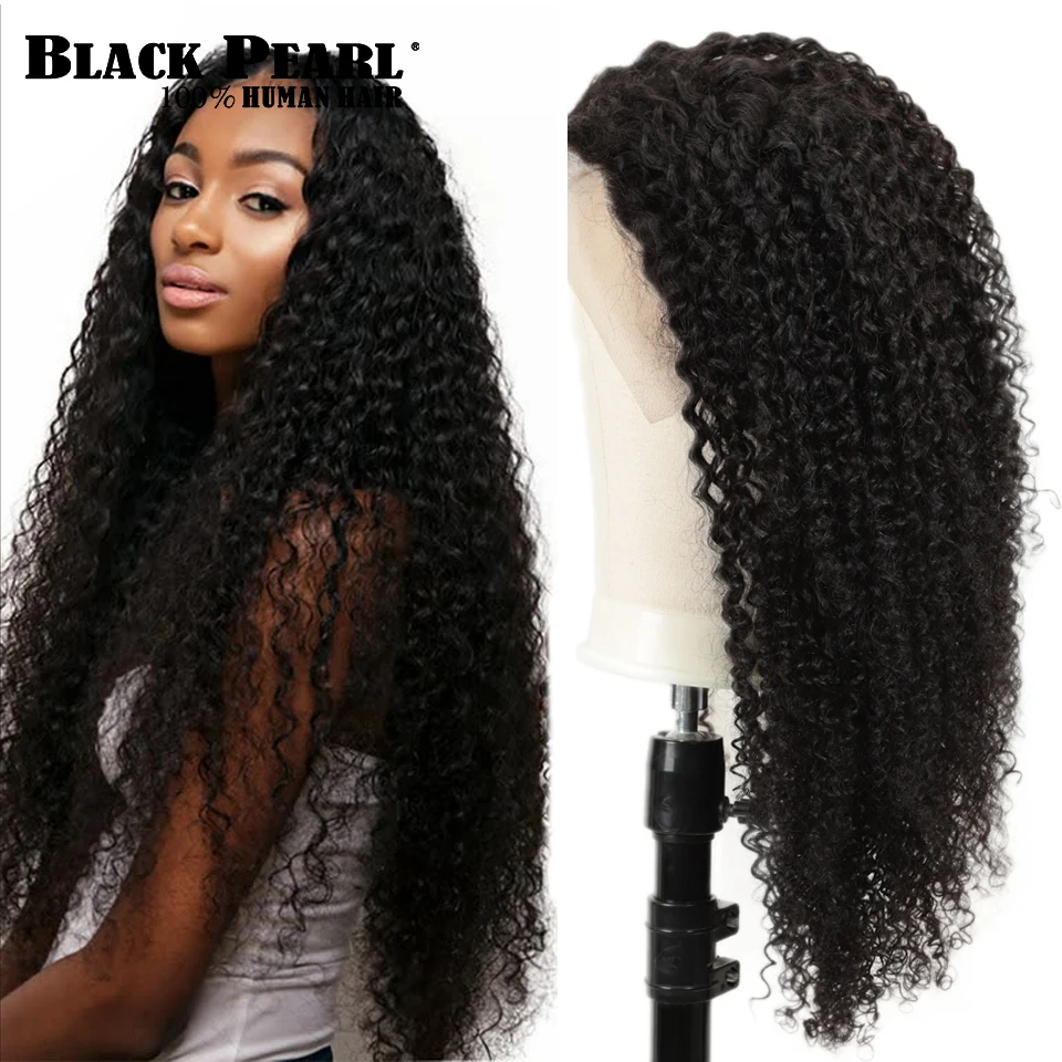 

Black pearl 150% Lace Front Human Hair Wigs 13X4 Pre Plucked Remy Brazilian kinky curly Lace Frontal Wigs For Black Women