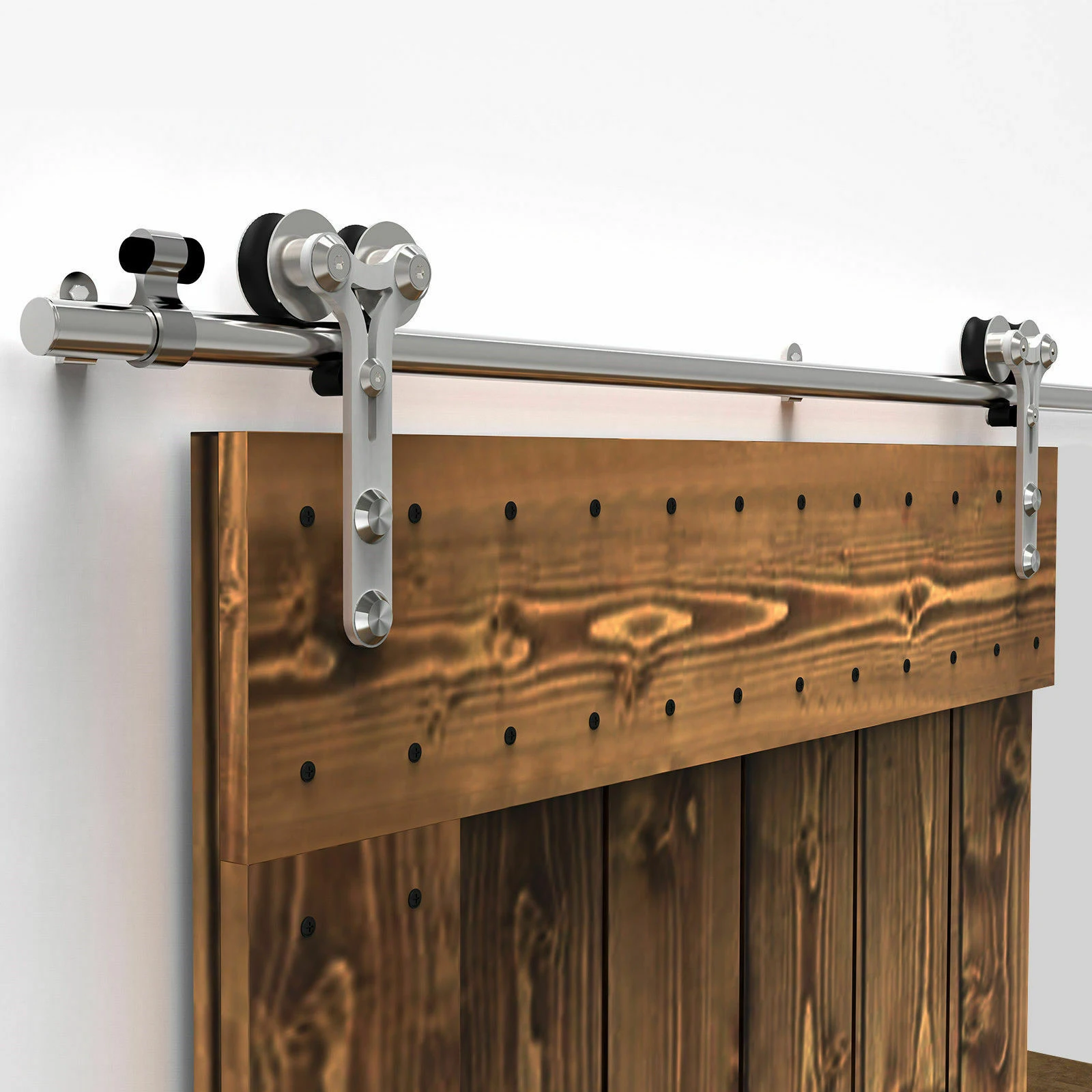 LWZH Stainless Steel Sliding Barn Door Hardware Basic Track Hardware Kit Y-Shaped with Big Roller Track Roller for Interio