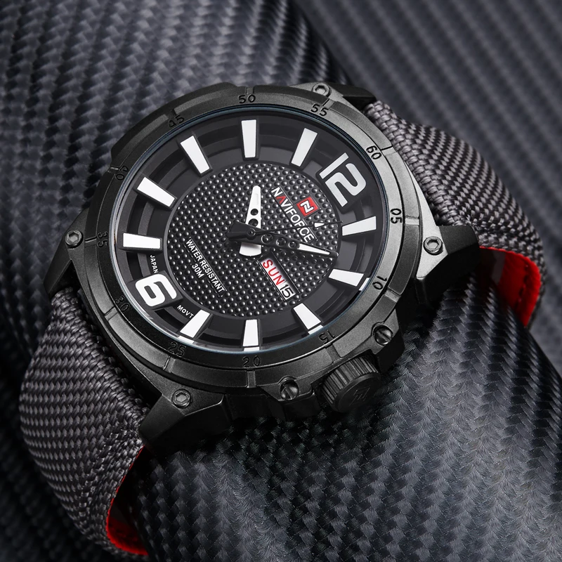 NAVIFORCE Mens Watches Top Brand Luxury Men Fashion Business Quartz Watch Male Nylon Strap Wristwatch with Date and Week Display