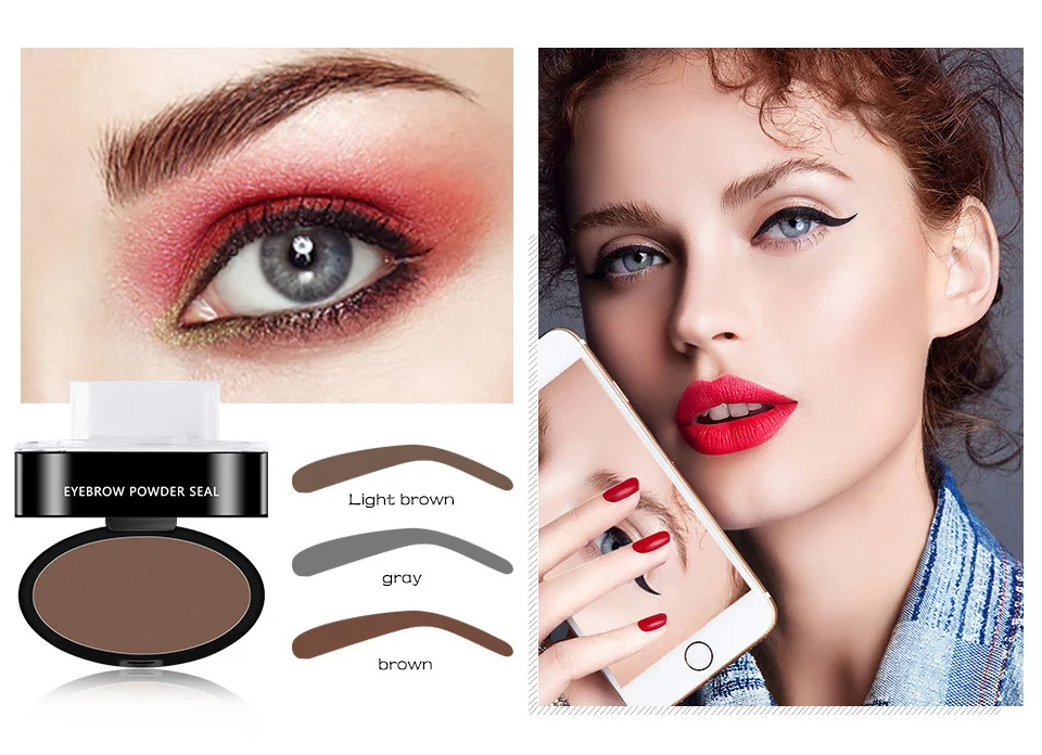 

3 Colors eyebrow shadow with Waterproof Eyebrow Stamp Long lasting eyebrow powder Natural Shape Brow Stamp