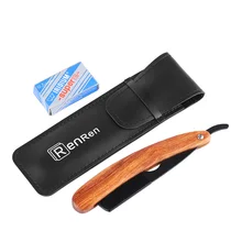 1 Набор с деревянными ручками для стрижки волос Бритва из нержавеющей стали прямой бритвенный станок Профессиональная парикмахерская бритва бритвы+ 10 шт. лезвия подарок