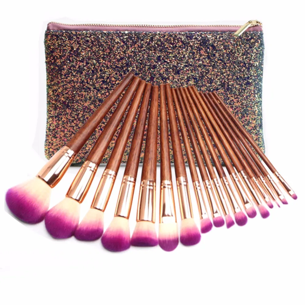 

FOEONCO 17Pcs Fairytale Collection Rose Gold Complete Eye Set Eyeshadow Eyeliner Blending Pencil Makeup Brushes With Case