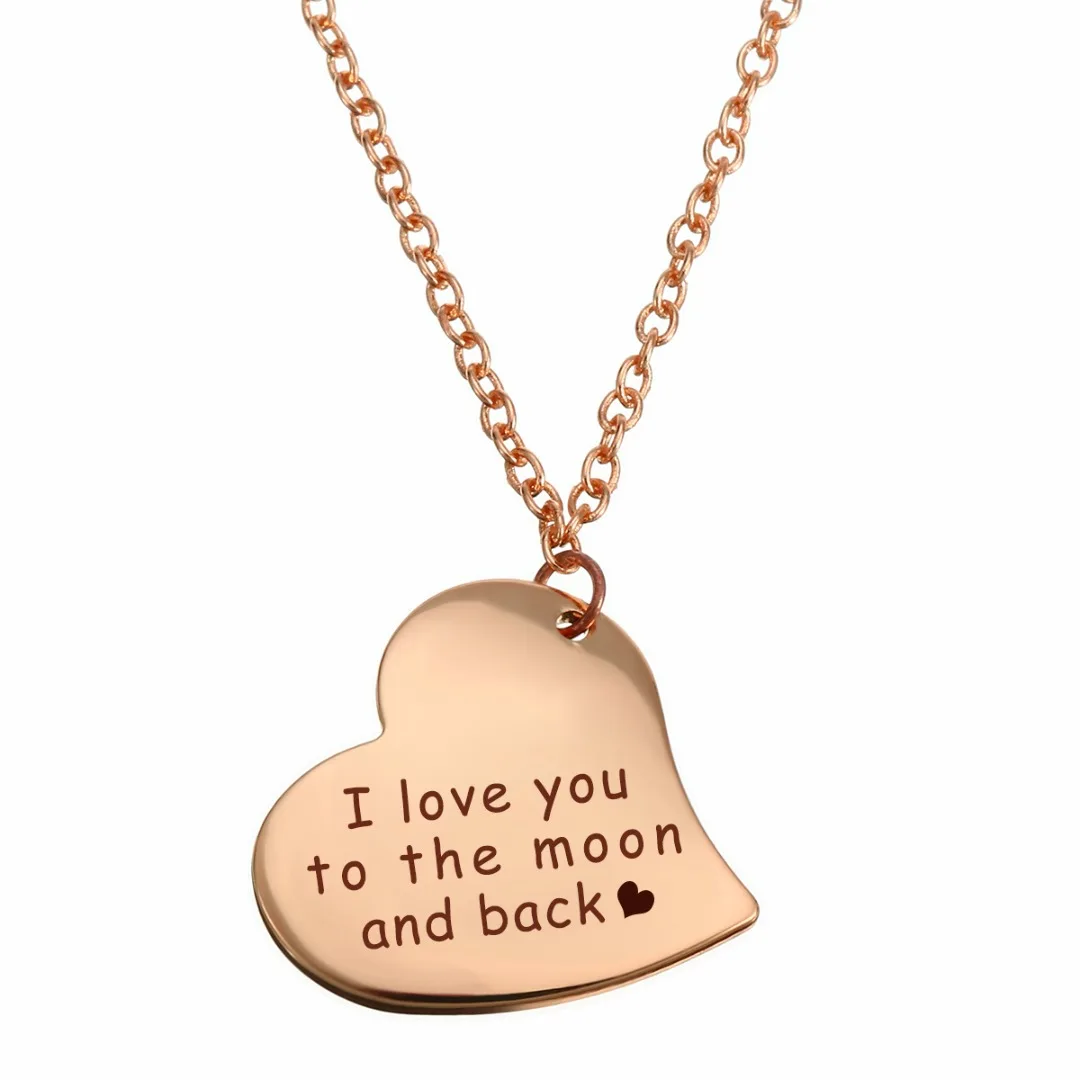 Men Women DIY Personalized Engrave Name Letter Heart Necklace Stainless Steel Jewelry Trendy Vintage Customized Gift Shellhard