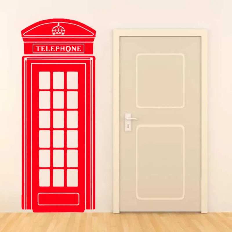 Günstige D0018 LONDON TELEFONZELLE wandaufkleber retro uk telefon aufkleber vinyl Wand Stickrs für Wohnzimmer Dekoration