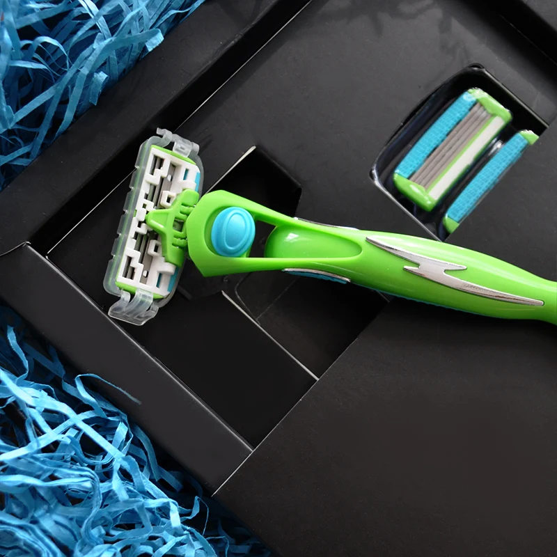 Brand Canfill Manual Razor Gift Set 1 Holder + 5 Replaceable Cartridges 4 Blades Best Safety