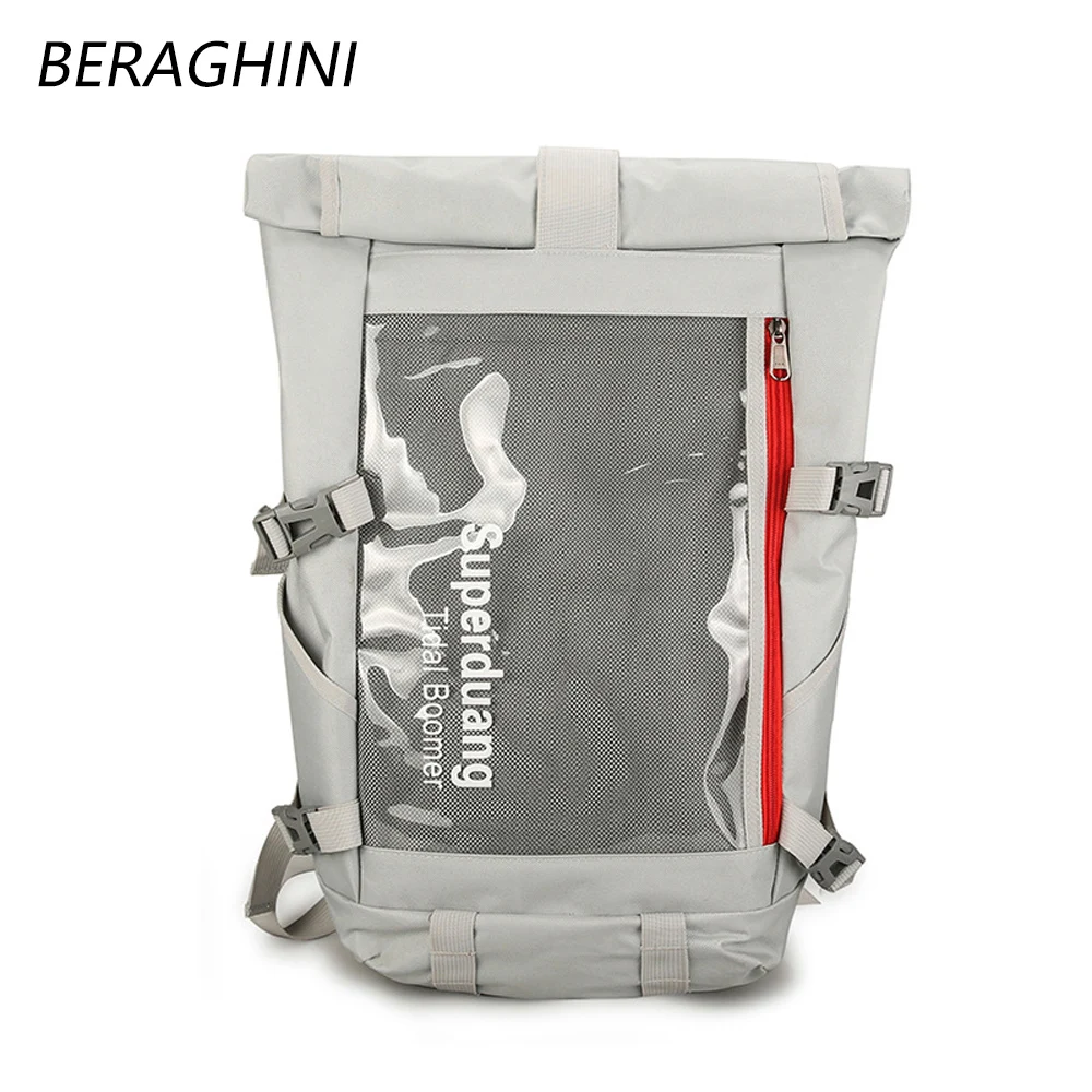 BERAGHINI 2019 أزياء النساء الرجال على ظهره سعة كبيرة للماء السفر حقيبة حقيبة المدرسة للطلاب الذكور محمول الظهر