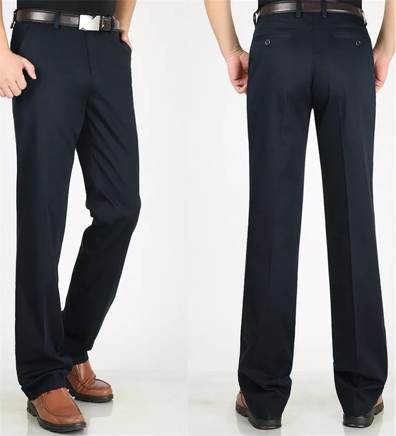 2019 новые летние мужские повседневные брюки стрейч хлопок Высокая талия Свободные деловые прямые брюки тонкие мужские повседневные брюки