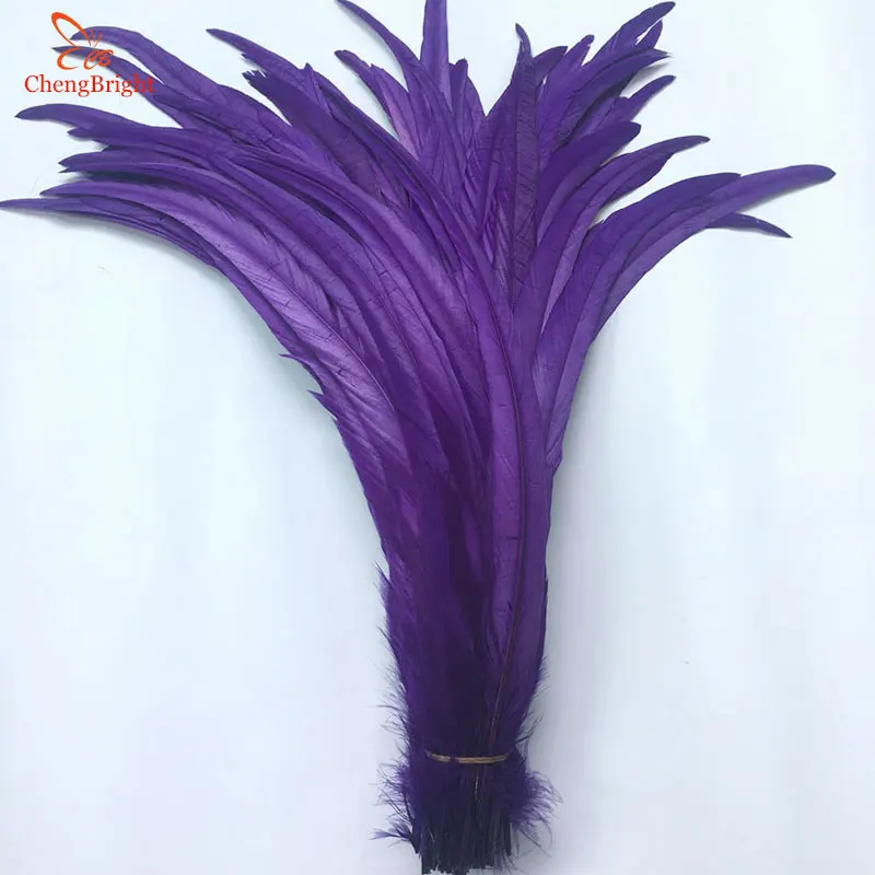 ChengBright Wholesale 100PCS 14 16Inch Purple Rooster tail Feathers For