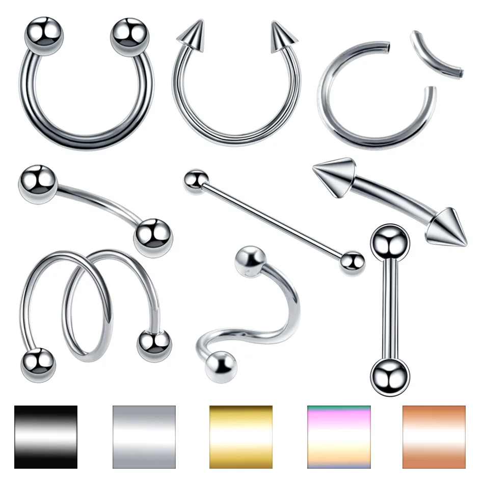 

2Pcs 316l Surgical Steel Eyebrow Ring Earring Tragus Cartliage Piercings Segment Ring Lip Labret Tongue Piercing Body Jewelry