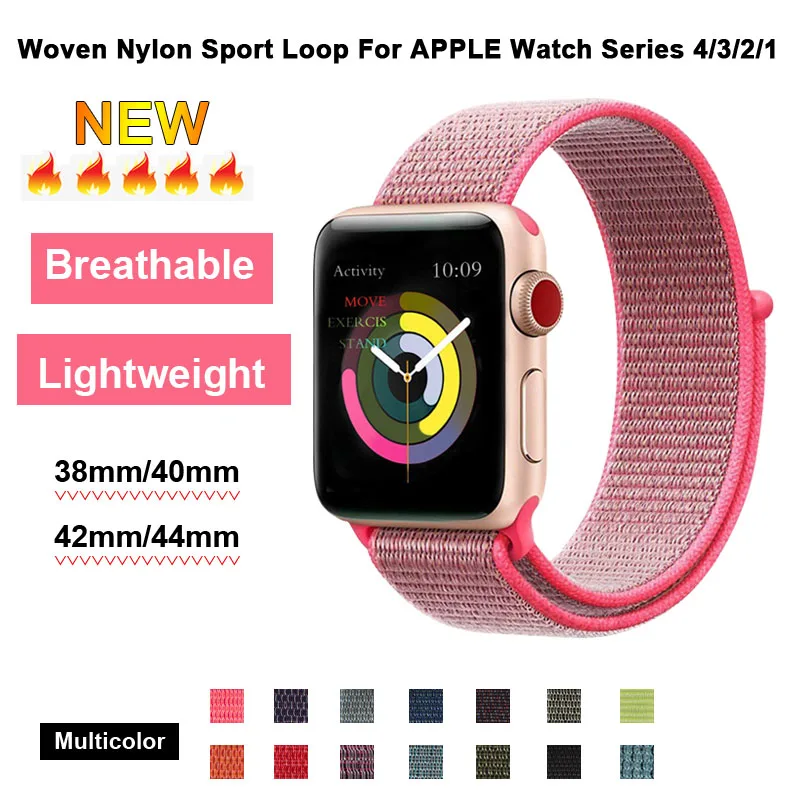 

Hot Pink Sport Loop Nylon Band 40mm 44mm For Iphone Watch 4 Fabric Bracelet 38mm 42mm For Apple Watch 3