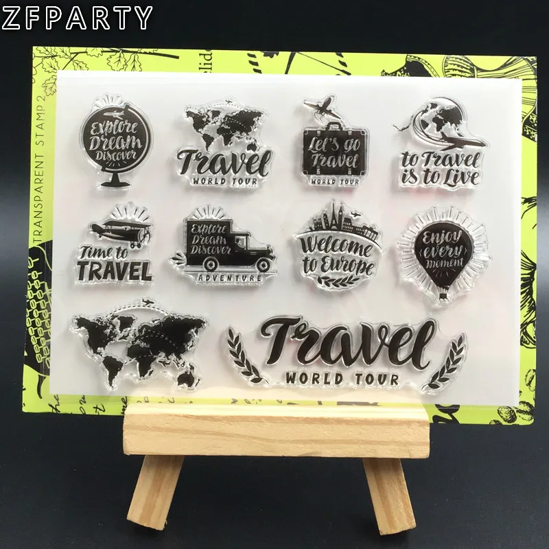 

ZFPARTY Time to Travel Transparent Clear Silicone Stamp for DIY scrapbooking/photo album Decorative clear stamp sheets