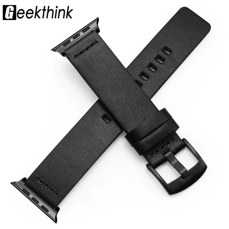

Genuine Leather band for Apple Watch Band Strap Series 5 4 3 38 40 42 44mm Sport Watch Band Strap Quick Release Loop Bracelet