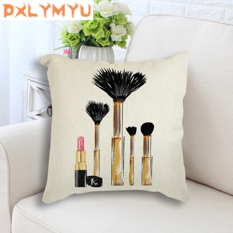 

Cushion Cover Paris Perfume Fashion Makeup High heels Printed Cushion Pillow Case Nordic Pillowcase Decorative Cushion for Sofa