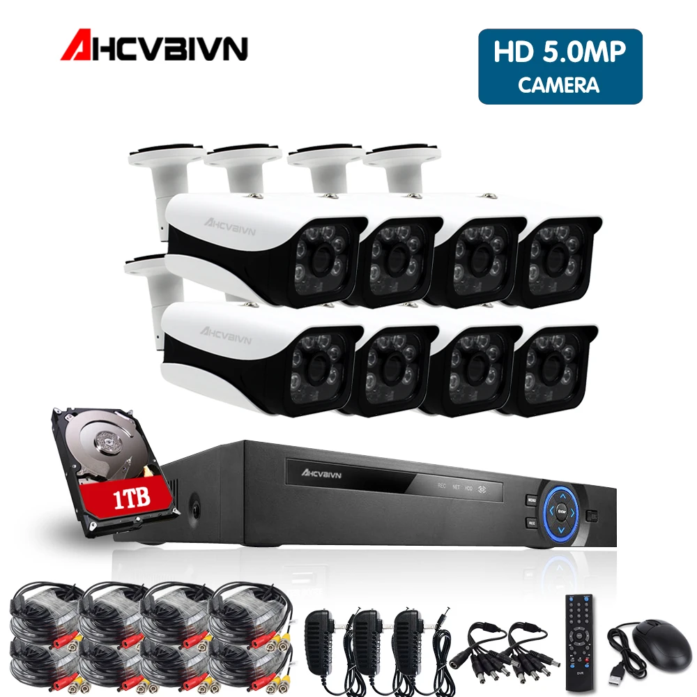 

5mp HD CCTV System 8CH AHD DVR Kit 8PCS 4.0mp 2560*1440 6*Array LEDS Security Camera Outdoor Surveillance Kit Easy Remote View