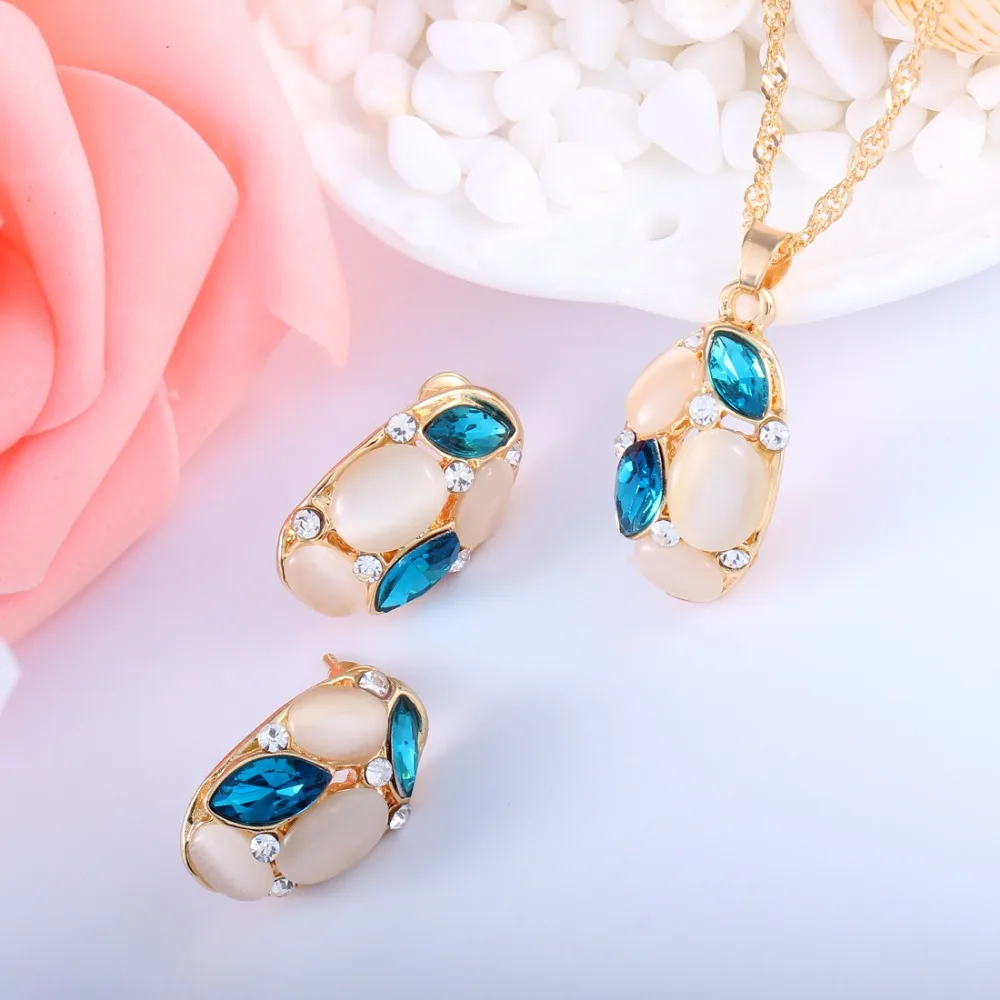 Летние романтические Ювелирные наборы с опалом Femme Parure Bijoux красочные подвески