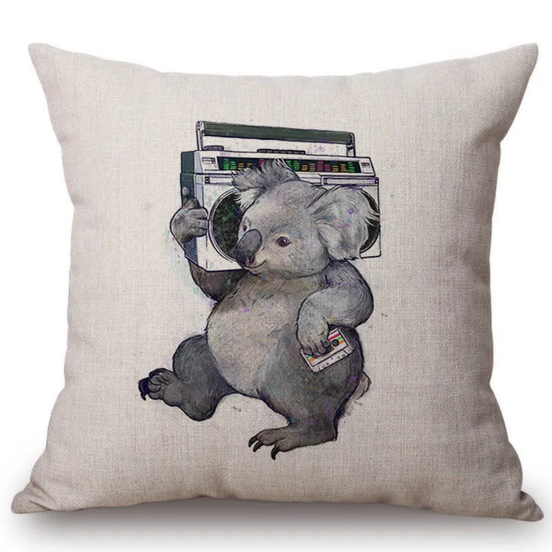 Koala Cotton Linen Sofa Pillow Case Fashion Throw Cushion Cover Home Decor 