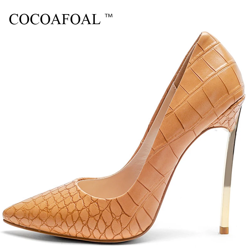 

COCOAFOAL Women's High Heels Shoes Sexy Heel Shoes Woman Pointed Toe Stiletto Plus Size 33 43 Heels Pumps Metal Decoration 2018