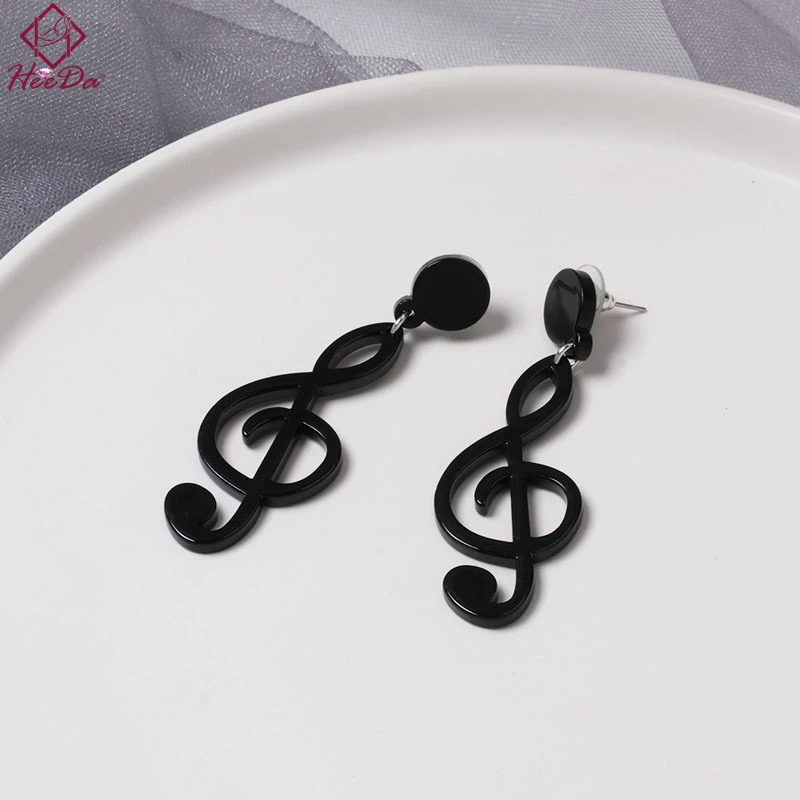 Акриловый музыкальный символ серьги Для женщин личности панк Kpop Модные Простые уха аксессуары для девочек черный ювелирные изделия
