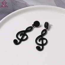 Акриловый музыкальный символ серьги Для женщин личности панк Kpop Модные Простые уха аксессуары для девочек черный ювелирные изделия