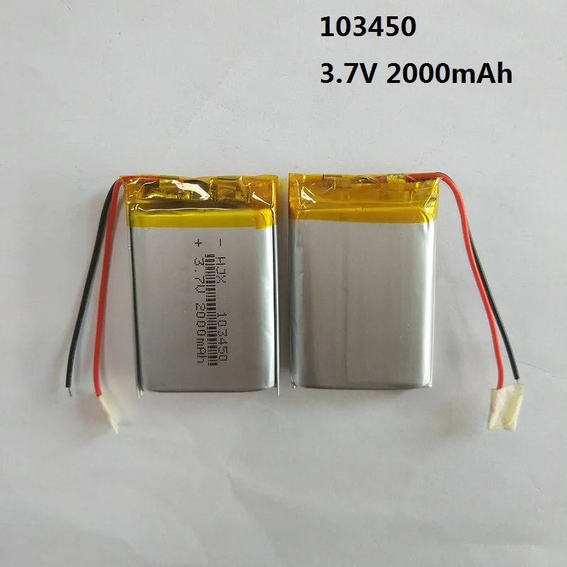 2 x 2000mAh 103450 Battery Li-polymer Rechargeable Batteries 3.7V for Model Toy GPS MP3 MP4 MP5 Cell Phone Speaker 2 x 2000mAh 103450 Battery Li-polymer Rechargeable Batteries 3.7V for Model Toy GPS MP3 MP4 MP5 Cell Phone Speaker