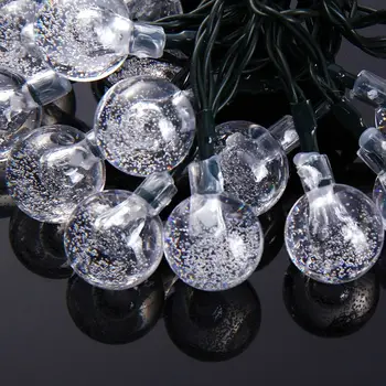 

10pcs/lot 6m Solar powered Led String Light 30LEDs Crystal globe Bubble Fairy Strand ball lamp f/Christmas Wedding Garden tree
