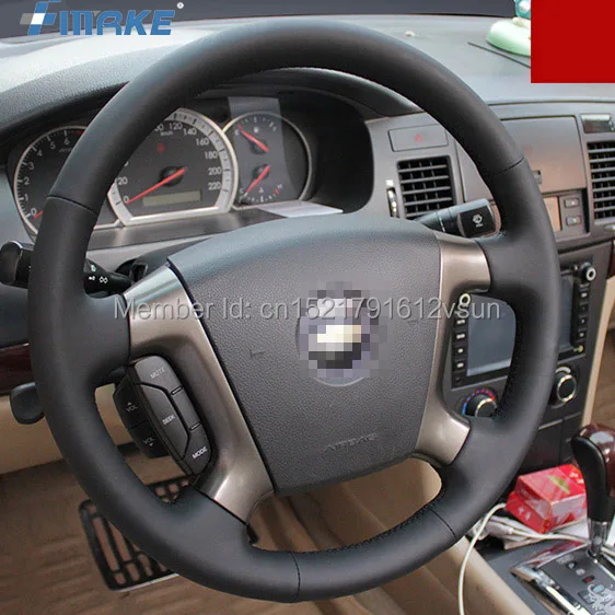 

For Chevrolet Epica High Quality Hand-stitched Anti-Slip Black Leather Black Thread DIY Steering Wheel Cover