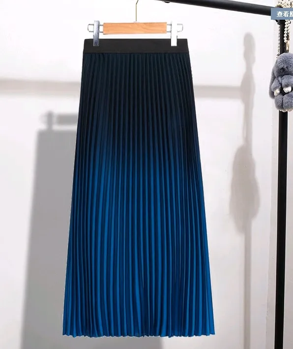 Модная Трехцветная плиссированная юбка с эластичной резинкой на талии, пышная юбка для праздника - Цвет: Синий