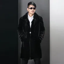 Новое модное Европейское и американское Мужское пальто с кроликом, осенняя и зимняя одежда, мужская теплая шуба из искусственного меха норки