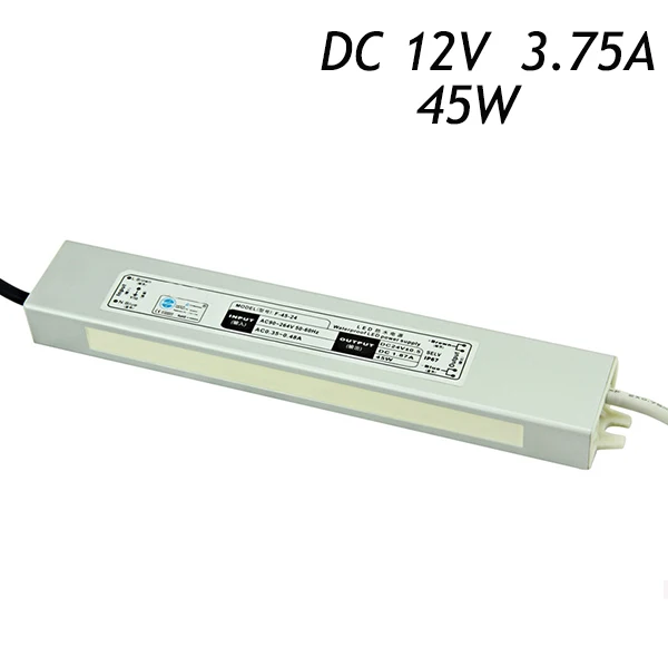 

6pcs/lot 12V 3.75A 45W Transformers AC 110-220V To DC Switch Switching Power Supply Driver for LED Strip Waterproof IP67