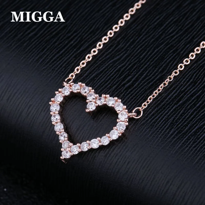 MIGGA Брендовое модное ожерелье с сердцем циркония вечерние ювелирные изделия цепь ожерелье для девушки женщина друг подарок
