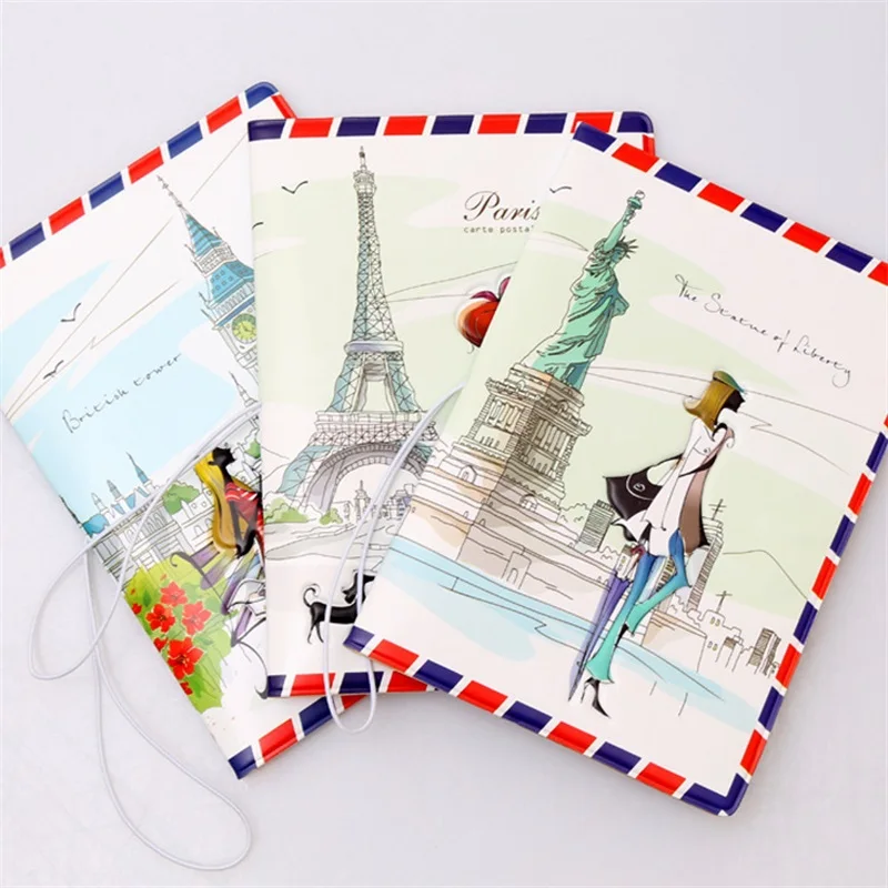 

3D Passport Cover,Card Bag,Porte Carte Simple,14*9.6CM Miss And Dogs Love To Travel PVC Credit Card Holder,Business Card Holder