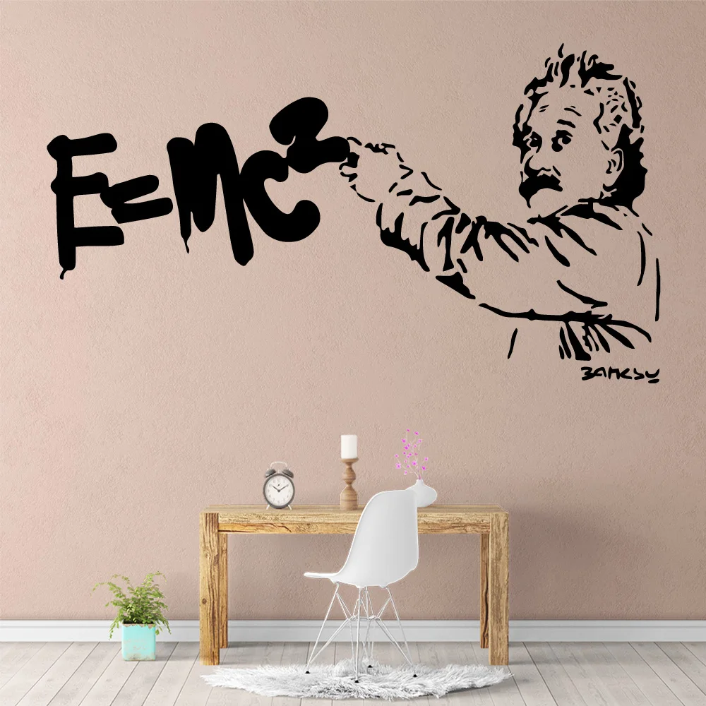 Наклейки на стену Banksy Einstein, украшение дома, аксессуары Vinilo Decorativo, настенные наклейки для украшения спальни, настенные наклейки