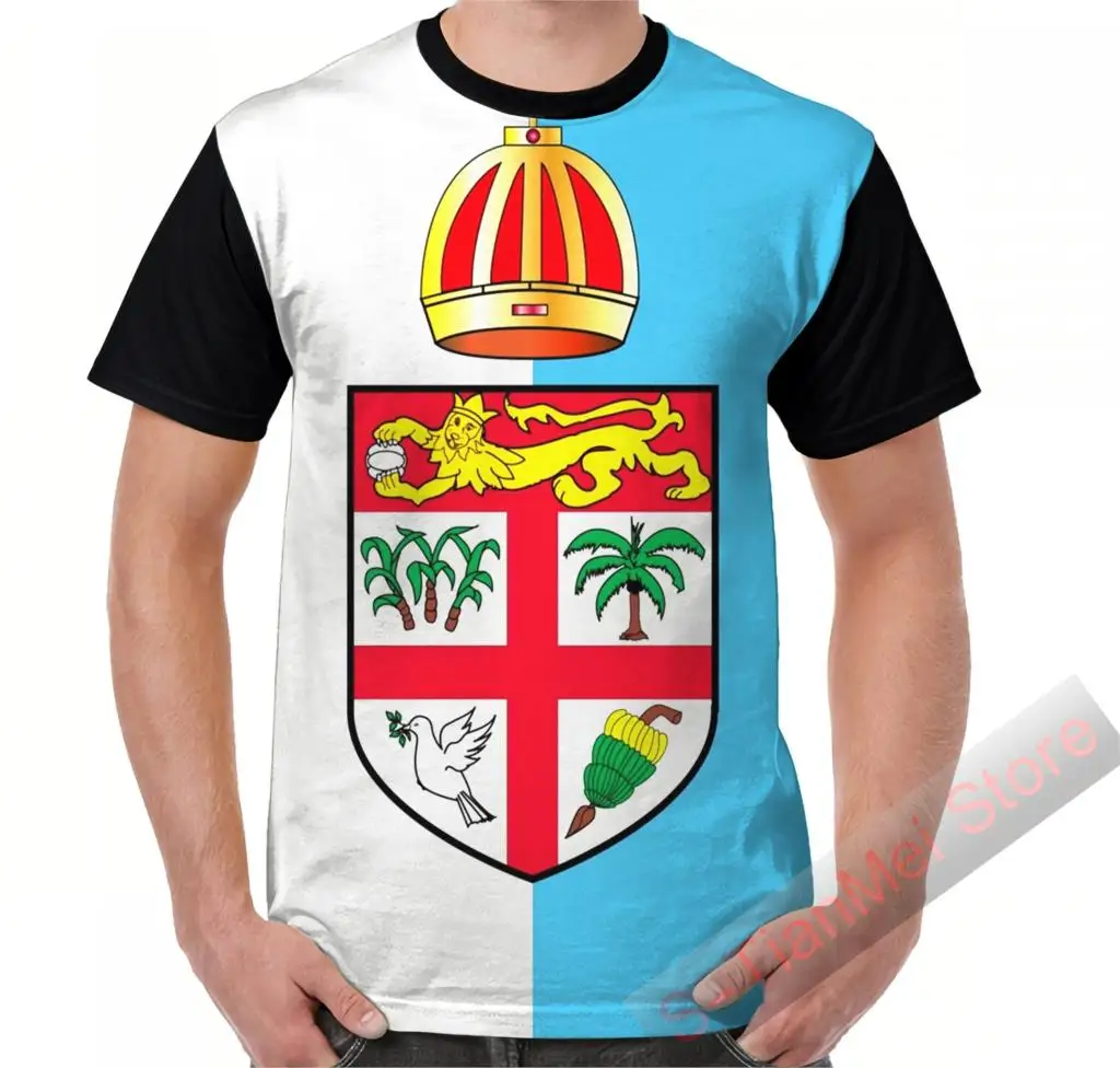 Summer Graphic t shirt men tops tees Fiji Flag Design printed women funny T-Shirt Short Sleeve Casual tshirts | Мужская одежда