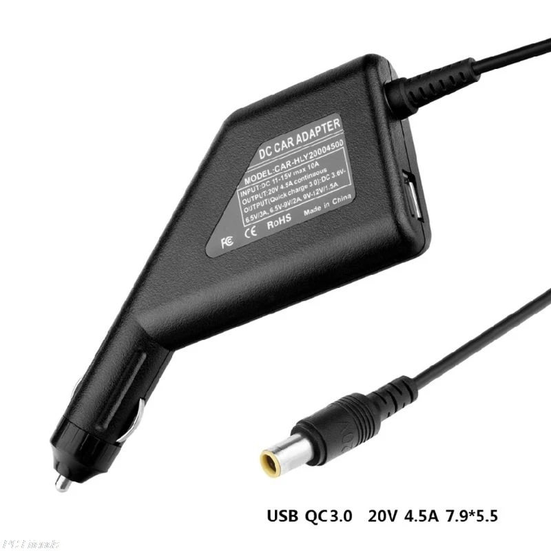 90W 20V 4.5A QC 3.0 USB Laptop Car Charger For Lenovo Thinkpad X60 X 61 Z60 Z61 X 200 X300 T60 T61 T400 Cellphone Tablet GPS