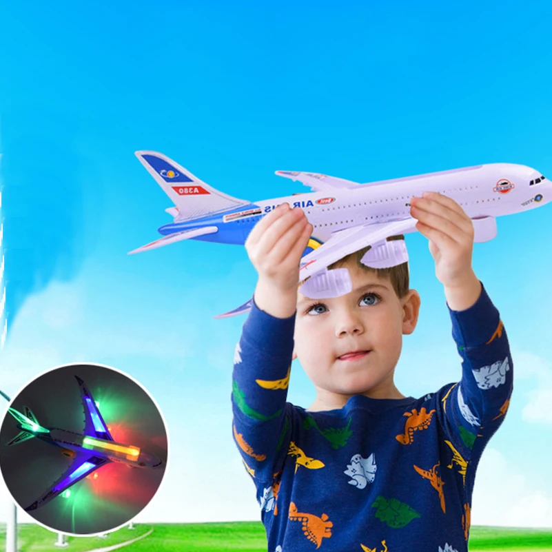 Пластиковая модель самолета 29/43 см Аэробус A380 электрическая игрушка со вспышкой
