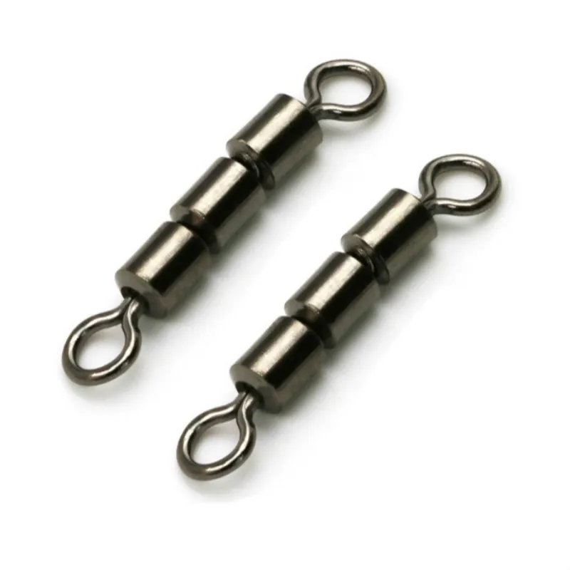 100pcs lot Mixed 8 Sizes Fishing triple Rolling Swivel Barrel Connector Fishing Swivels Accessories